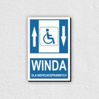 TABLICZKA bhp z nadrukiem 30x20 cm winda dla niepełnosprawnych