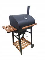 GRILL WĘGLOWY BECZKA Z POKRYWĄ POPIELNIK OGRODOWY DUŻY RUSZT ŻELIWNY +KOMIN