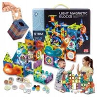 Klocki MAGNETYCZNE KONSTRUKCYJNE świecący tor 110 el 3D MAGNETIC Edukacyjne