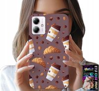 ETUI DO MOTOROLA MOTO G14 - CASE Z KAWĄ ROGALIKAMI I ZIARNAMI W TLE