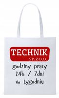 Torba Biała Eco Shopper Dla Technika Prezent Z Nadrukiem Ze Zdjęciem