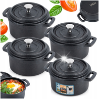 4x Garnek ŻELIWNY garnuszek naczynie kokilka do podawania zapiekania 250 ml