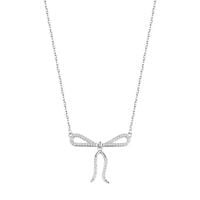 srebrny naszyjnik kokardka z cyrkoniami