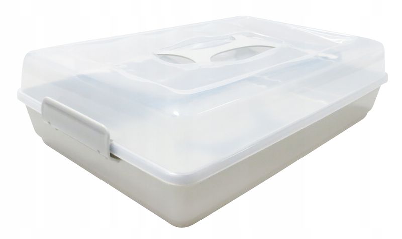 POJEMNIK PUDŁO NA CIASTO BABKĘ PRZYKRYWKA SZARY zdjęcie 1