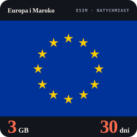Karta eSIM Internet Europa i Maroko 3 GB na 30 dni - bez rejestracji