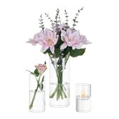 Wazon Szklany Cylindryczny Przezroczysty 3 Sztuki 10 15 20 cm Zestaw