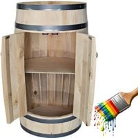 Szafka barowa beczka drewniana minibar z drzwiczkami drewno surowe