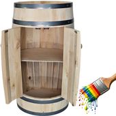Szafka barowa beczka drewniana minibar z drzwiczkami drewno surowe