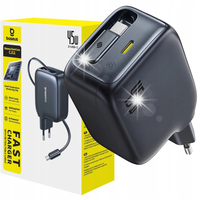 Ładowarka sieciowa USB-C ze zwijanym kablem USB-C EnerCore CJ11 45W - czarn