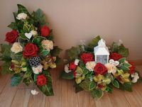 Stroik na cmentarz GRÓB kompozycja KOMPLET LAMPION