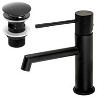 Zestaw bateria umywalkowa stojąca i korek klik-klak czarny lof- Yoka