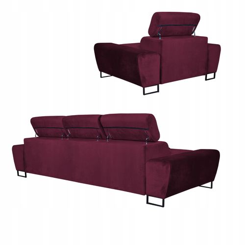 Zestaw mebli wypoczynkowych Bosso Sofa 3os fotele bordowe Family Meble na Arena.pl