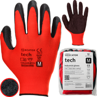 rękawice robocze mercator tech red+black latex - m - 12 par