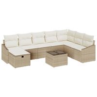 Zestaw Sof na Ogród 9 pcs Beżowy 55 x 62 x 69 cm Polirattan