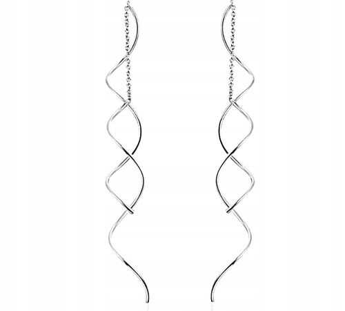 KOLCZYKI SREBRNE 925 PRZECIĄGANE DŁUGIE WISZĄCE SPIRALKI SREBRO 925 na Arena.pl