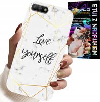 ETUI DO HUAWEI Y6 2018 - BIAŁY MARMUREK W ZŁOTE RAMKI LOVE YOU
