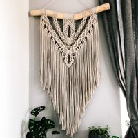makrama dekoracja na ścianę | duża boho | jasny beż | naturalna gałąź
