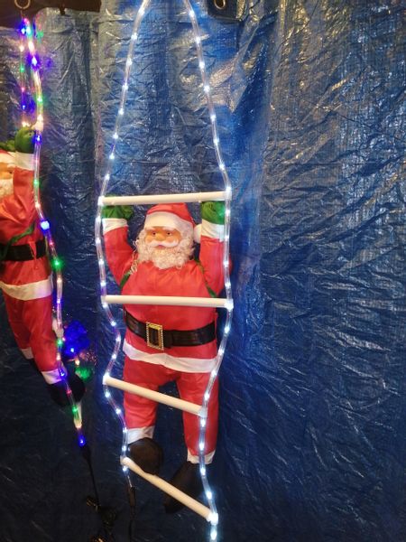 Mikołaj Na Świecącej Drabinie Led 90Cm Biała Led zdjęcie 5