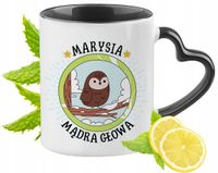 Kubek Czarny Z Uszkiem W Kształcie Serca Dla Marysi Idealny Na Prezent