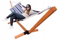 STELAŻ DREWNIANY + HAMAK 2osobowy 300 KG OGRODOWY