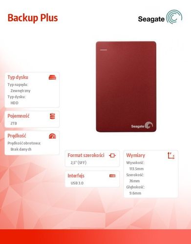 Seagate DYSK STDR2000203 2TB 2,5'' USB3.0 Backup Plus na Arena.pl