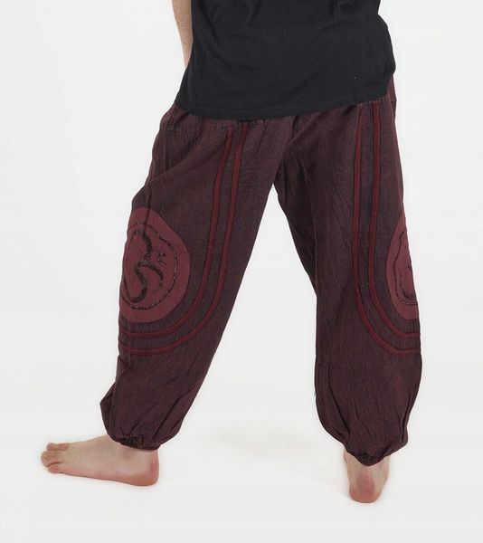 Luźne etno spodnie stonewashed czerwone OM zdjęcie 3