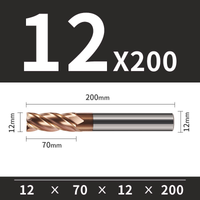 Frez TiSiN 4 ostrza Z-4 do stali nierdzewnej do 55HRC Roz. Ø12x70x12Dx200L
