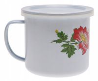 KUBEK EMALIOWANY Z Przykrywką Stalowy 700ml A1005