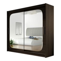 Szafa przesuwna Bega VIII z lustrem 180cm - pojemna garderoba - CHOCO