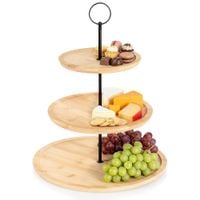 Patera Bambusowa Piętrowa Taca Deska na Owoce Przekąski Desery Wędliny Sery