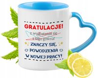 Pożegnanie Z Pracy Kubek Błękitny Z Uszkiem W Kształcie Serca Na Prezent