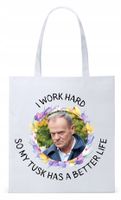 Donald Tusk Platforma Torba Eco Biała Shopper Z Nadrukiem Ze Zdjęciem