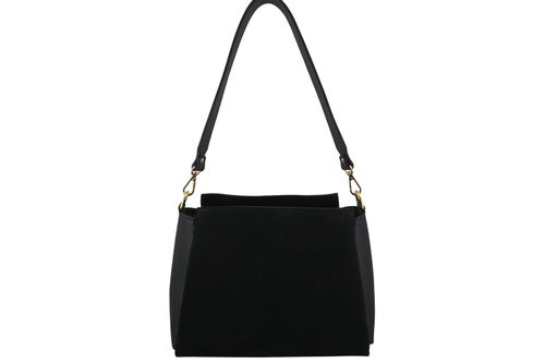 Torebka miejska z naturalnego zamszu i skóry - Czarna na Arena.pl