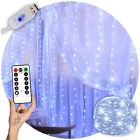 KURTYNA ŚWIETLNA LAMPKI ŚWIATEŁKA NA CHOINKĘ OKNO ŚCIANA 300led BIAŁY ZIMNY