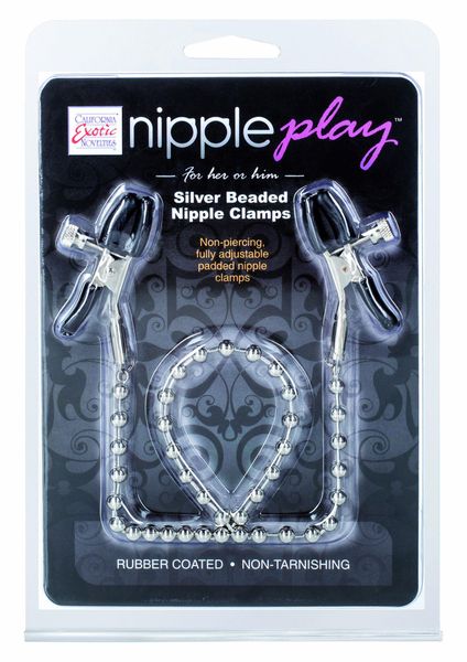 Silver Beaded Nipple Clamps Metal zdjęcie 2