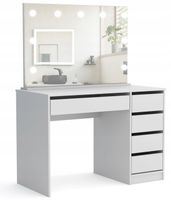 Toaletka do sypialni lustro oświetlenie LED szuflady biała GREGORY BIS