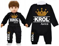 Komplet dziecięcy body spodnie KRÓL IMIĘ r. 74