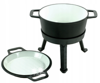 Kociołek żeliwny garnek na ognisko 2w1 emaliowany 12L grill ROSSNER MK604