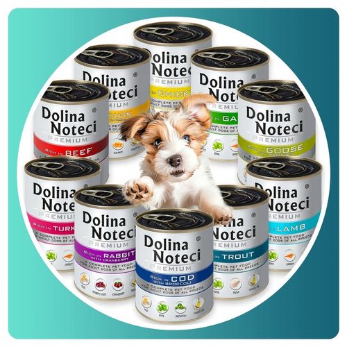 MOKRA KARMA DLA PSA DOLINA NOTECI PREMIUM PUSZKA PIES MIX SMAKÓW 10 X 800G na Arena.pl