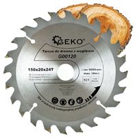 PIŁA TARCZA WIDIOWA DO CIĘCIA DREWNA 150x20 24 ZĘBY TNĄCE GEKO G00120