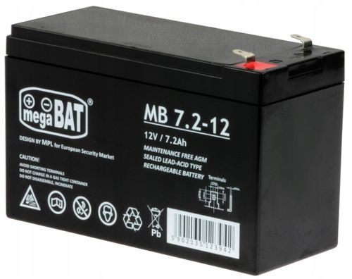 Akumulator VRLA MegaBat AGM 12V 7.2Ah MB 7.2-12 do alarmu na Arena.pl
