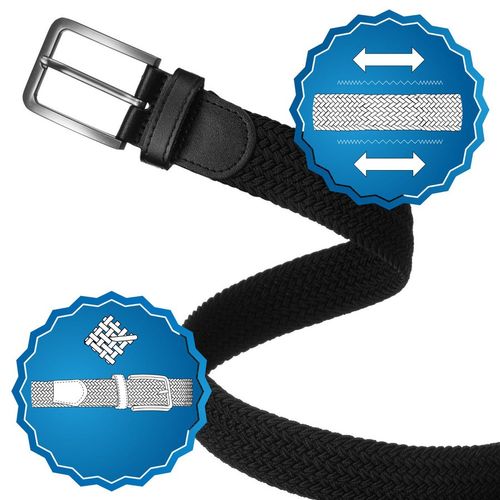 czarny, parciany pasek męski do spodni z tradycyjną klamrą w srebrnym na Arena.pl