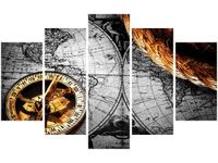 70 100CM OBRAZ 5 ELEM ZABYTKOWA MAPA DRUK PŁÓTNO