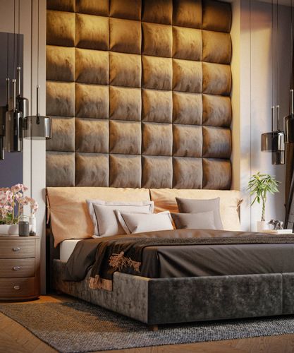 PANELE TAPICEROWANE ŚCIENNE GRAFITOWE WEZGŁOWIE 3D 30cm x 30cm na Arena.pl