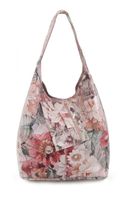 VERA PELLE torebka damska skórzana worek na ramię V254 z kwiatami