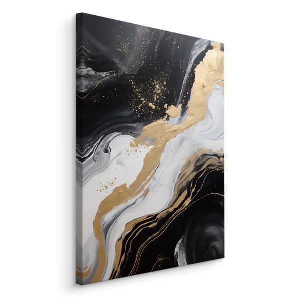 Obraz Canvas Do Salonu Czarny MARMUR Abstrakcja Elementy Złota 30cm x 20cm zdjęcie 2