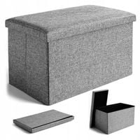 PUFA SKŁADANA OTWIERANA TAPIEROWANA SZARA SKRZYNIA ZE SCHOWKIEM