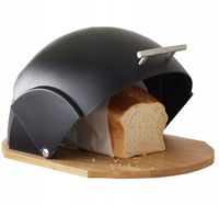 CHLEBAK JEDNOCZĘŚCIOWY POJEMNIK NA PIECZYWO Z POKRYWĄ CZARNY METALOWY