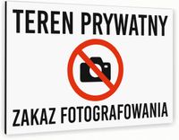 Tabliczka znak informacyjny 30x20 Biała TEREN PRYWATNY Nierdzewna NADRUK UV