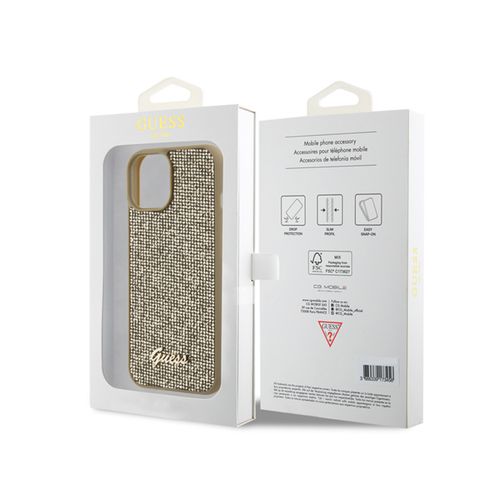 Guess Disco Metal Script - Etui iPhone 15 (złoty) na Arena.pl